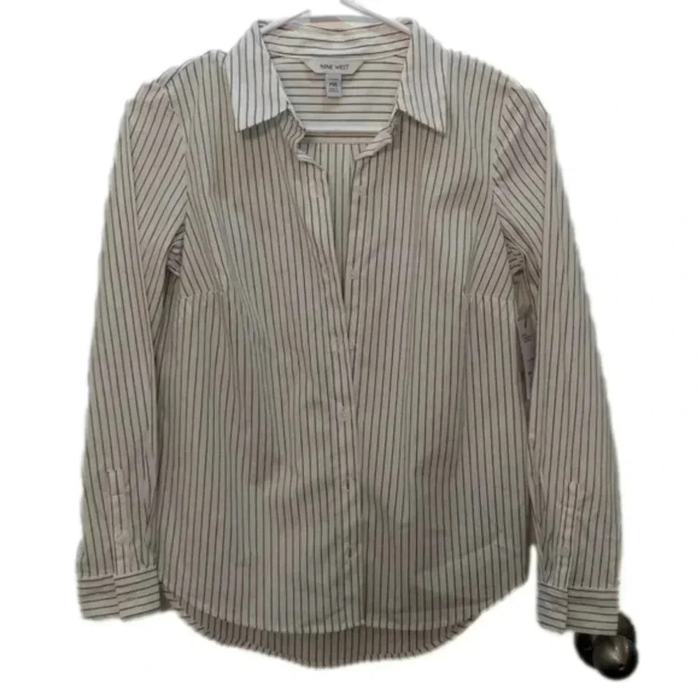 Petite nine West long sleeve structure shirt
